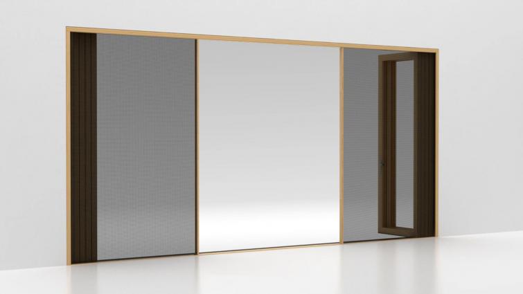 Centor insect screen and blind configurations for bifold doors
