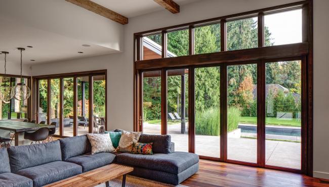 Centor Integrated Folding Doors specified in a new home planned for indoor outdoor living 