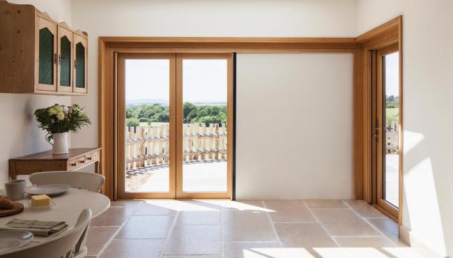 205 Integrated Bifold Door with built-in shade for added privacy