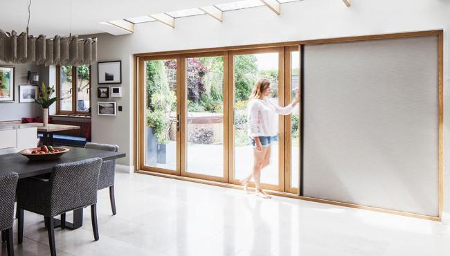 Blinds for Centor doors are fully retractable into the door frame