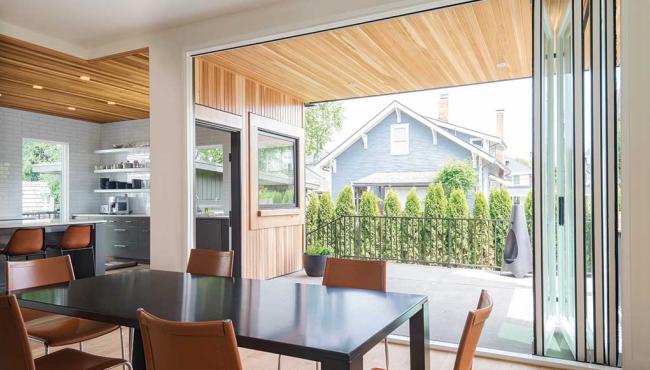 345 folding aluminium patio door with suburban views
