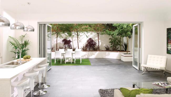 Centor 335 folding door can be specified for inward or outward opening