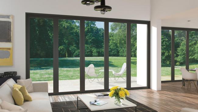 345 Folding Door panels are able to smoothly glide open as soon as the weather allows