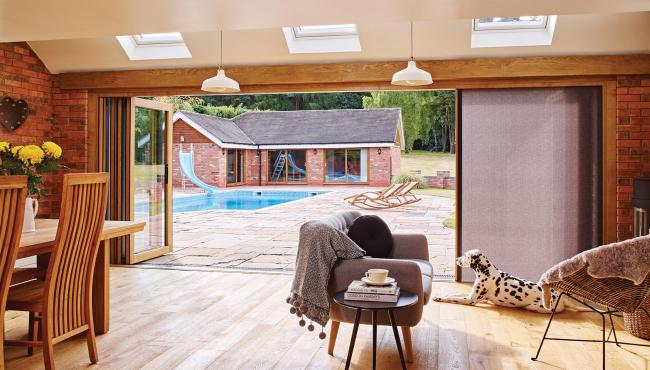Large 205 Integrated patio doors with integral blind