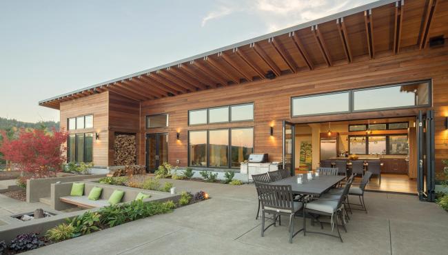 Modern vineyard home with Centor Integrated Doors installed with concealed hardware
