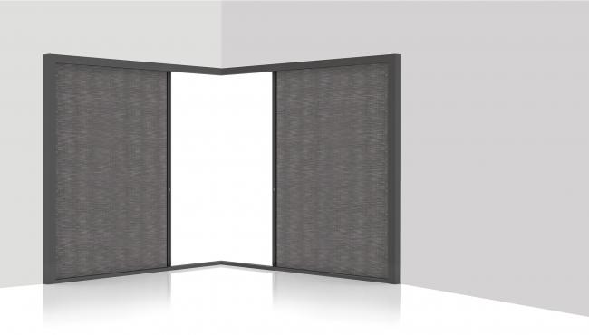 S4 cornerless configuration with double blind fabric