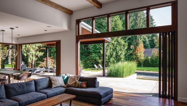 Centor Integrated Folding Doors have a smooth transition between inside and outside