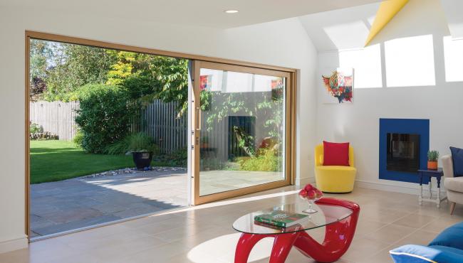 Centor Integrated Sliding Door with aligning panels for a seamless connection with the outside
