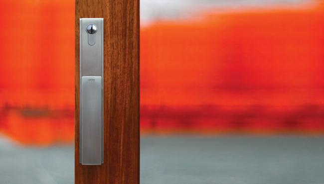 Centor Twinpoint lock operates concealed top and bottom bolts, securing doors in one easy movement.